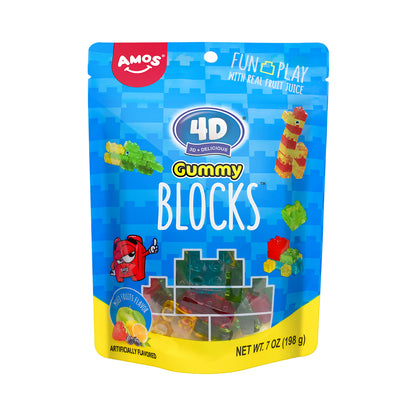 Amos 4D Gummy Blocks Mix Fruit Flavour 7oz (198g)