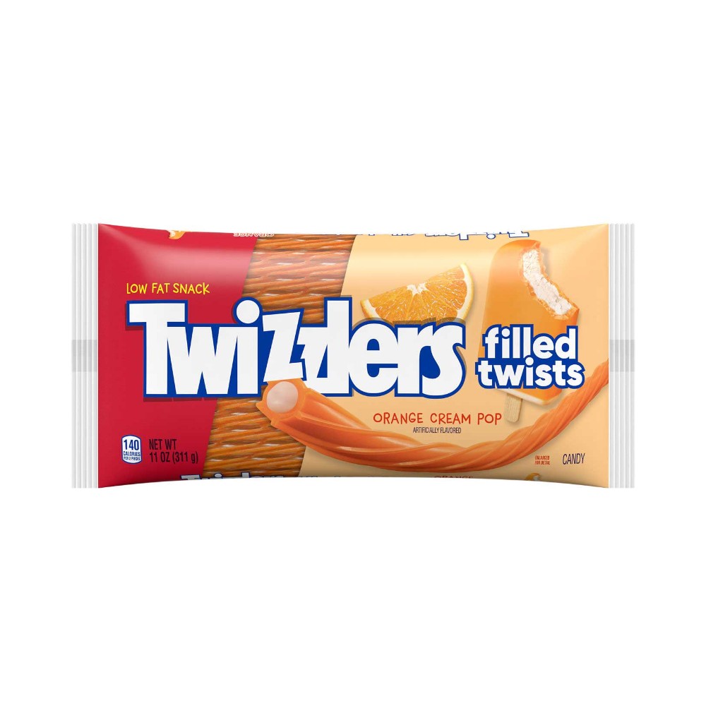 TWIZZLERS Filled Twists Orange Cream Pop Flavored Licorice Style Chewy Candy Bag 11oz (311g)